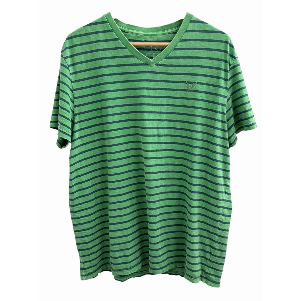 American Eagle Outfitters Y2K T-Shirt Mens‎ XXL Striped Short Sleeve Preppy Top